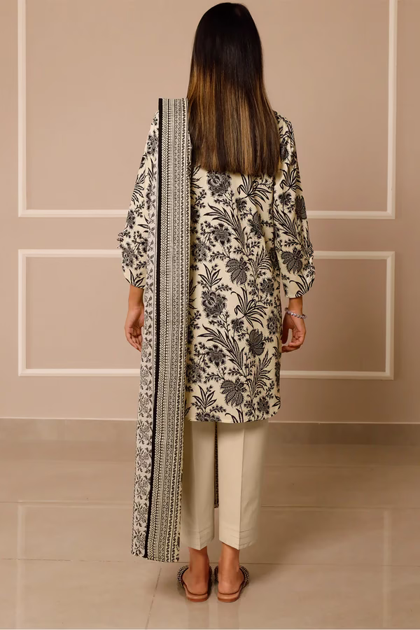 Unstitched 3-Piece Lawn Suit – Ivory | Saya | Annisafashion - Image 4