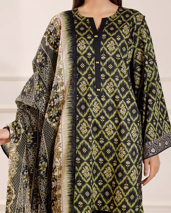 Unstitched 3-Piece Lawn Suit – Iron Black | Saya | Annisafashion