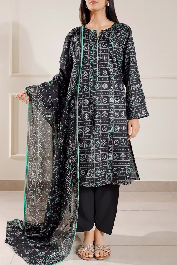 Unstitched 3-Piece Lawn Suit – GrayBlac | Saya | Annisafashion