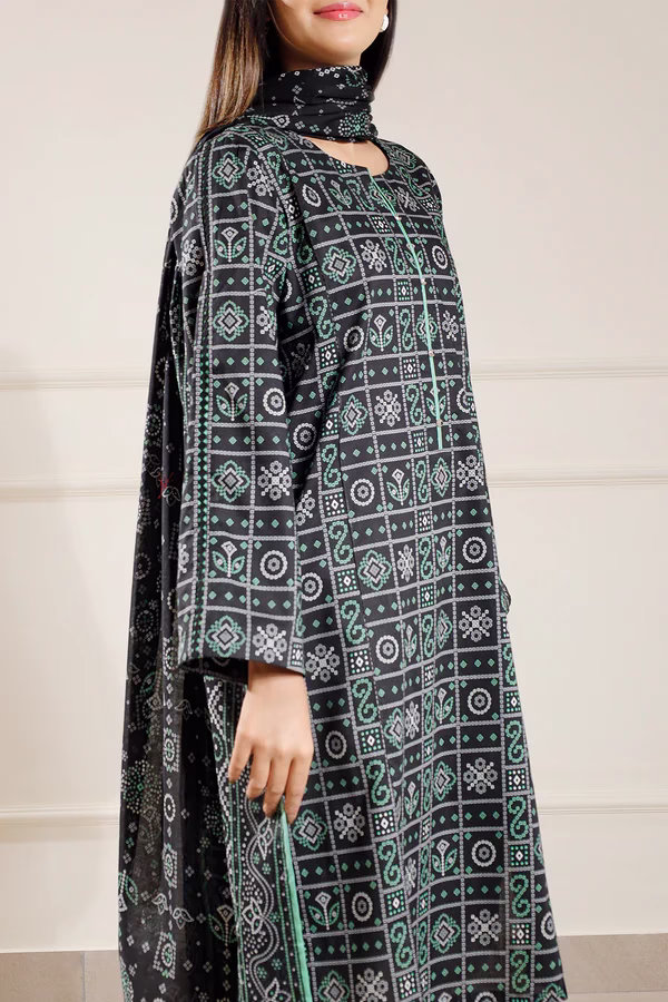 Unstitched 3-Piece Lawn Suit – GrayBlac | Saya | Annisafashion - Image 2