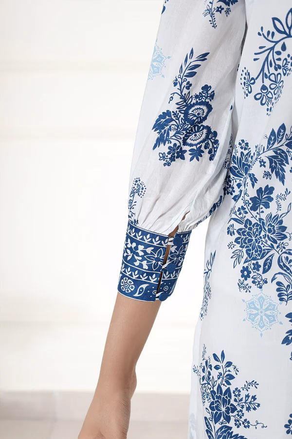 Unstitched 3-Piece Lawn Suit – White | Saya | Annisafashion - Image 4