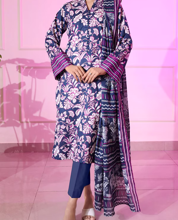 Unstitched 3-Piece Lawn Suit – PinkBlu | Saya | Annisafashion