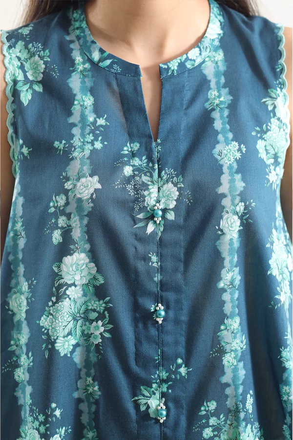 Unstitched 3-Piece Lawn Suit – Teal | Saya | Annisafashion - Image 4