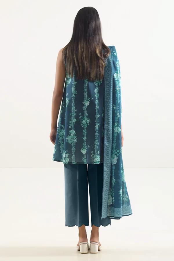Unstitched 3-Piece Lawn Suit – Teal | Saya | Annisafashion - Image 5