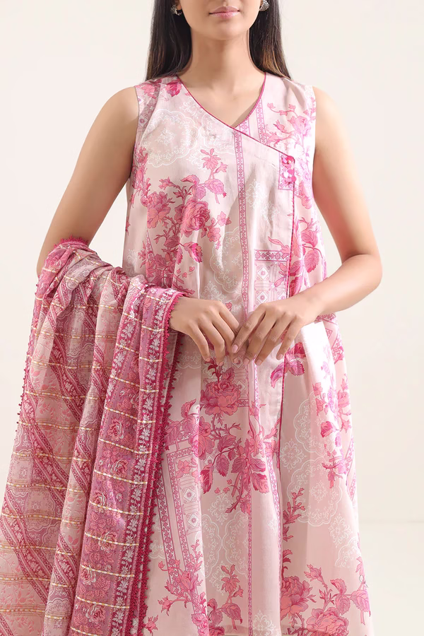 Unstitched 3-Piece Lawn Suit – Light Pink | Saya | Annisafashion - Image 2