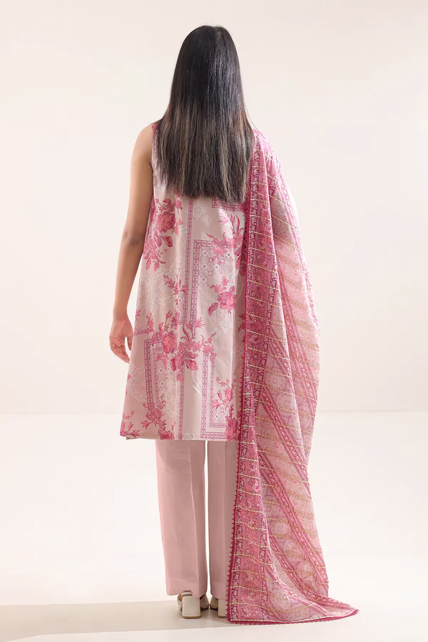 Unstitched 3-Piece Lawn Suit – Light Pink | Saya | Annisafashion - Image 3