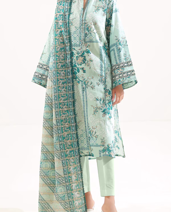 Unstitched 3-Piece Lawn Suit – Mint | Saya | Annisafashion