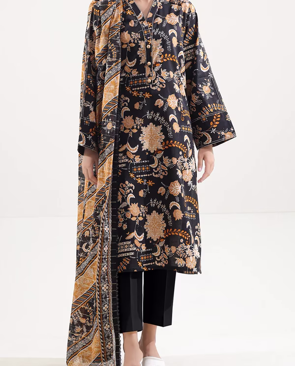 Unstitched 3-Piece Lawn Suit – Gblack | Saya | Annisafashion