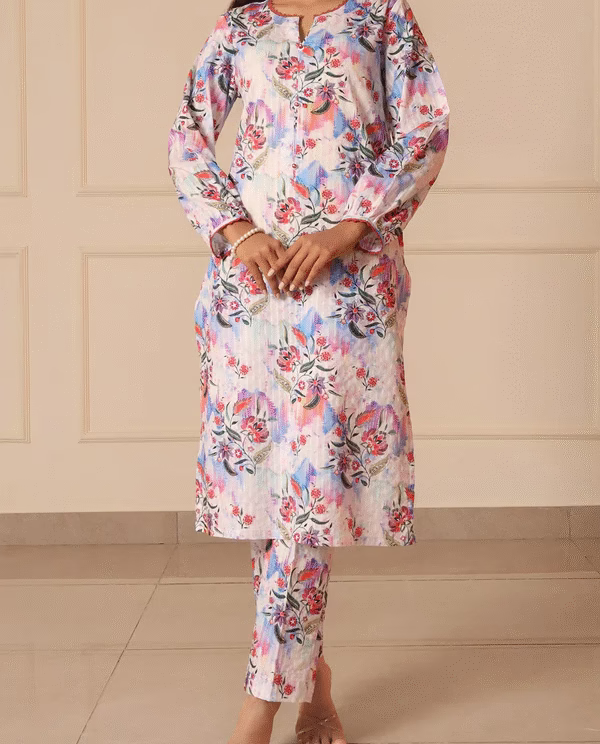 Unstitched 2-Pc |  Blue Lawn Suit | Saya | Annisafashion