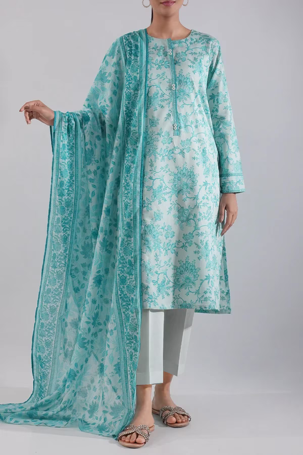 Unstitched 3-Piece Lawn Suit – Pastel Gre | Saya | Annisafashion