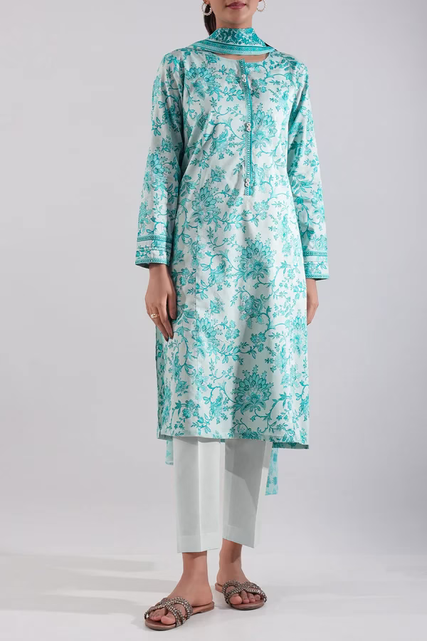 Unstitched 3-Piece Lawn Suit – Pastel Gre | Saya | Annisafashion - Image 5