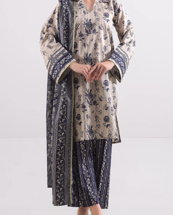Beige Lawn Stitched Printed Suit | Stylish 2-Piece PRET |(Shirt/Dupatta) | Annisafashion