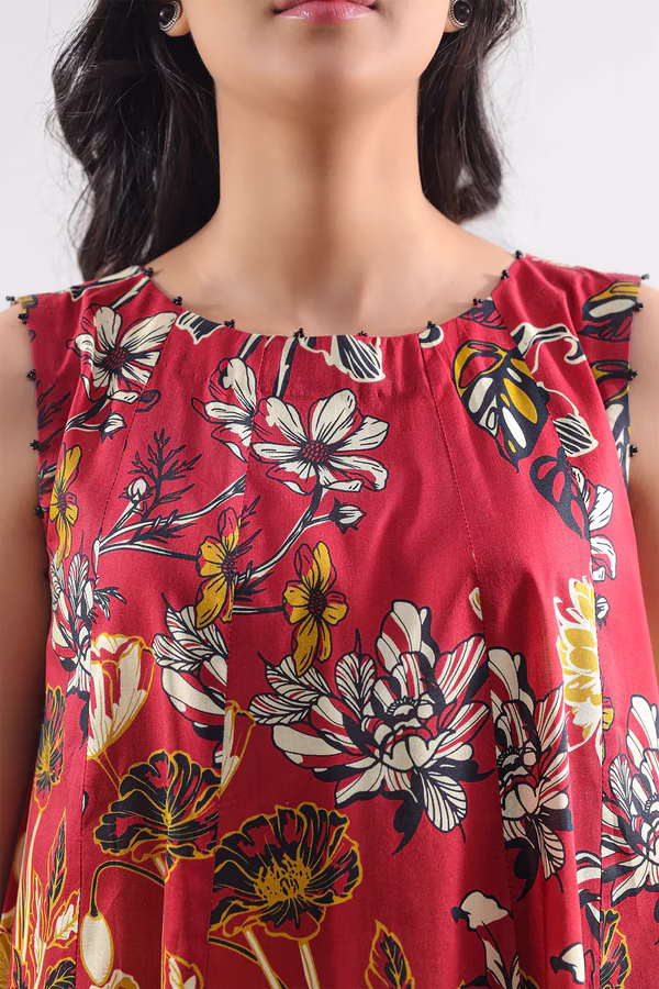 Annisafashion | Printed Lawn Stitched 2 Piece (Shirt/Trouser) | Red - Image 2