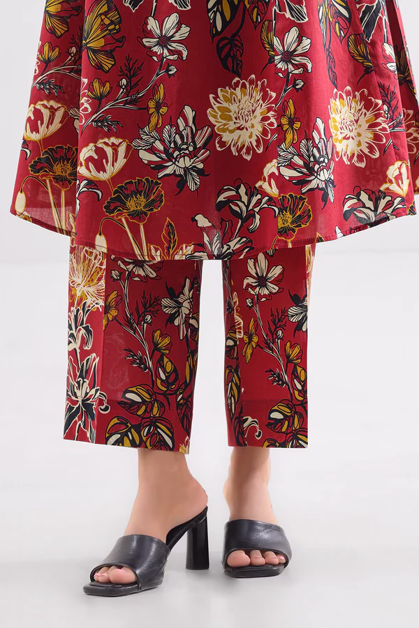 Annisafashion | Printed Lawn Stitched 2 Piece (Shirt/Trouser) | Red - Image 4