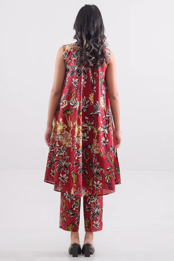 Annisafashion | Printed Lawn Stitched 2 Piece (Shirt/Trouser) | Red - Image 5