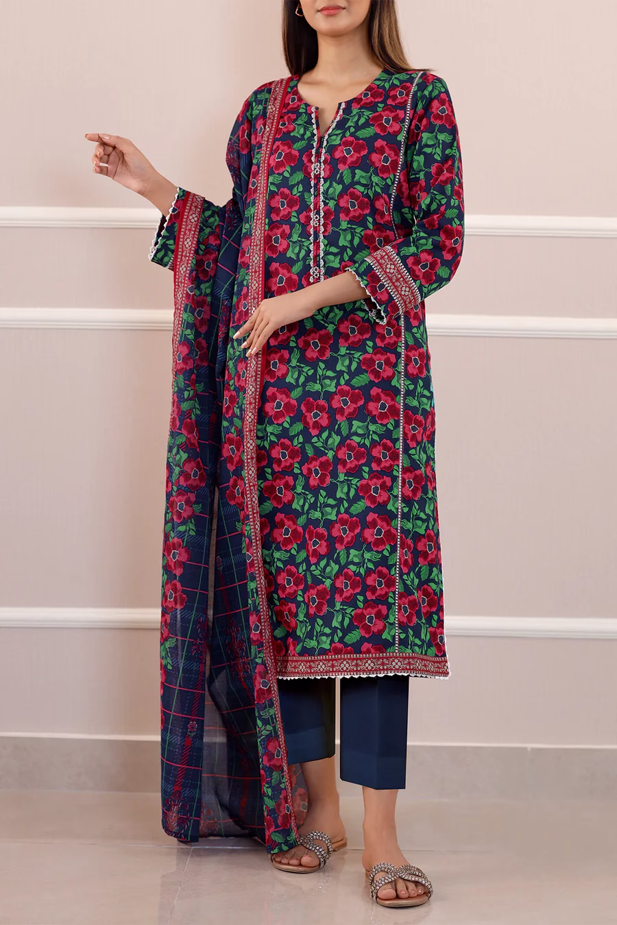 Unstitched 3-Piece Lawn Suit – Blue | Saya | Annisafashion
