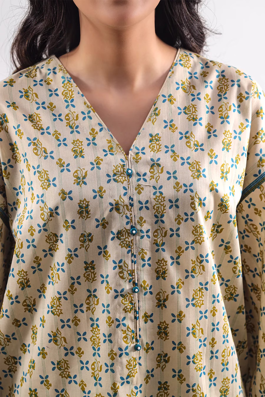 Unstitched 2-Piece Lawn Suit – S+D | Beige | Saya | Annisafashion - Image 3