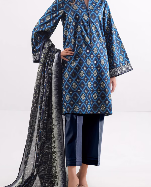 Unstitched Printed Lawn 2 Piece (Shirt/Dupatta) | Blu | Saya | Annisafashion