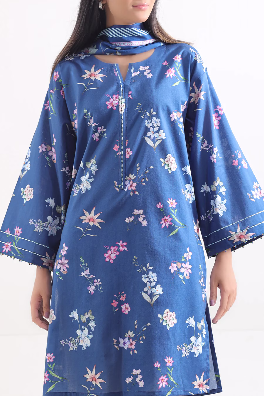 Unstitched 3-Piece Lawn Suit – Blue | Saya | Annisafashion - Image 4