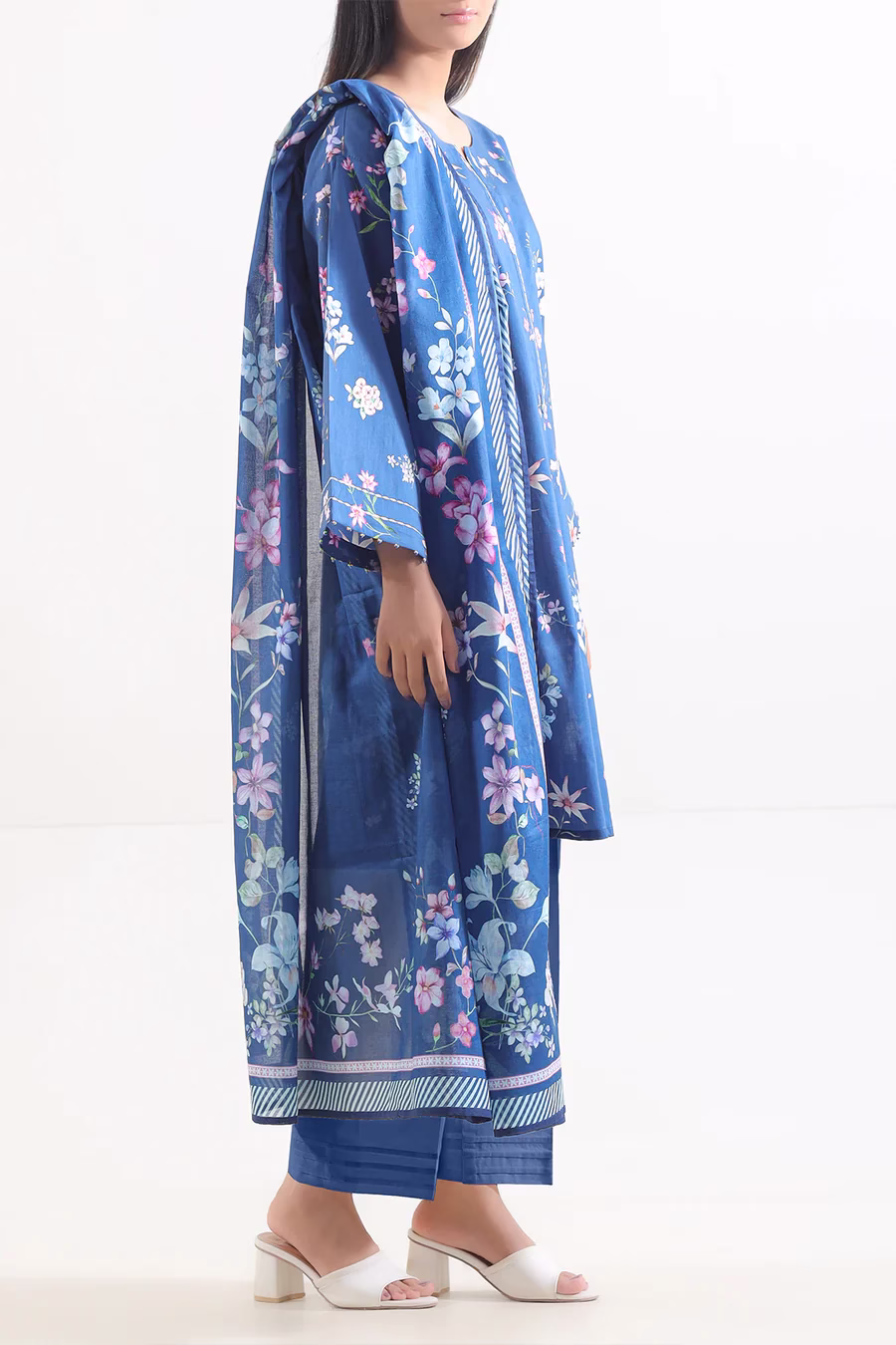 Unstitched 3-Piece Lawn Suit – Blue | Saya | Annisafashion - Image 6