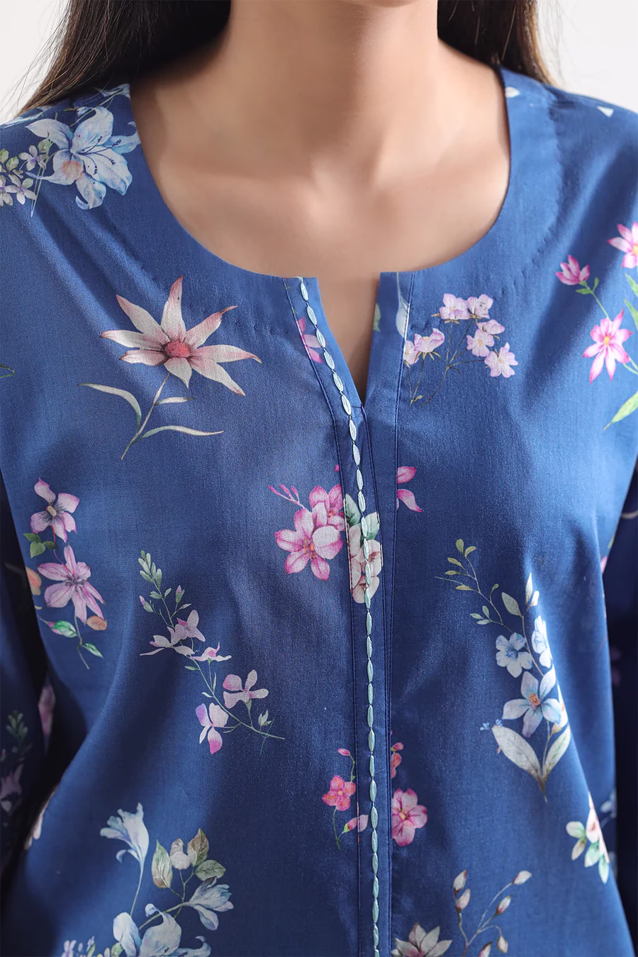 Unstitched 3-Piece Lawn Suit – Blue | Saya | Annisafashion - Image 2