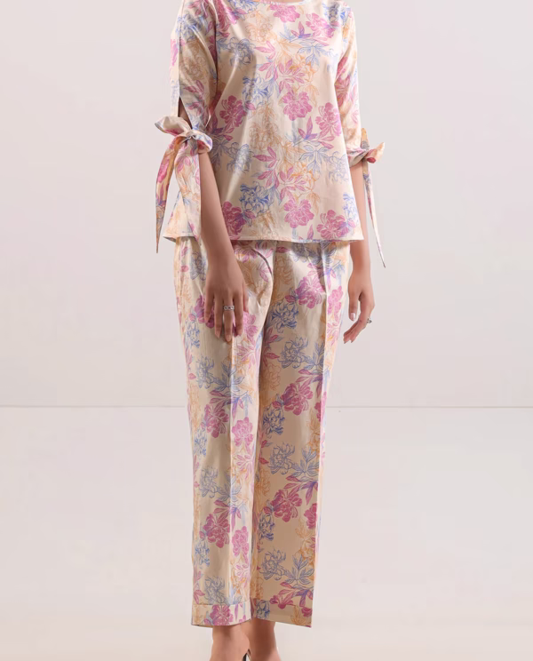 Unstitched Printed Lawn 2 Piece (Shirt/Trouser)| Peach | Saya | Annisafashion