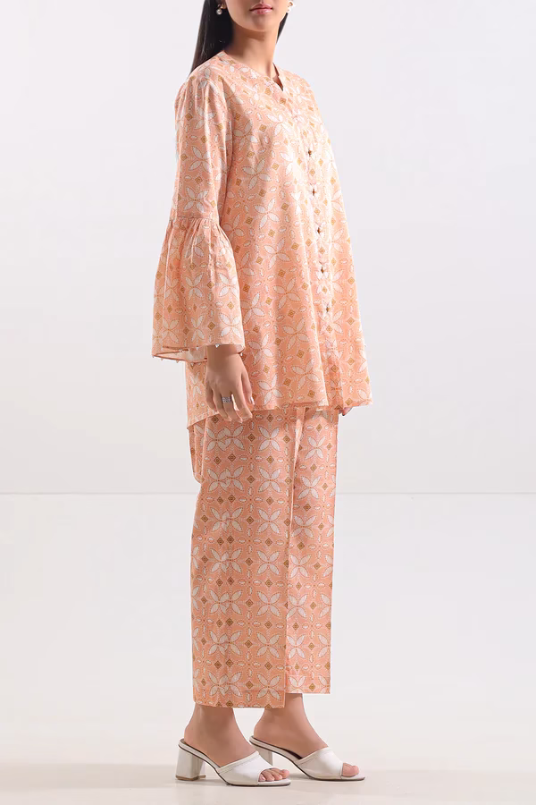 Unstitched Printed Lawn 2 Piece (Shirt/Trouser)| Peach | Saya | Annisafashion - Image 5