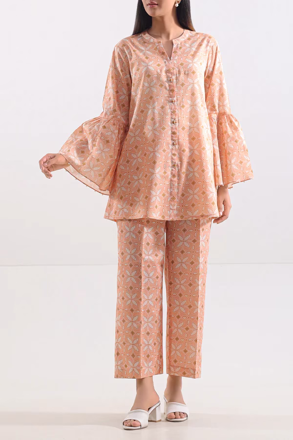 Unstitched Printed Lawn 2 Piece (Shirt/Trouser)| Peach | Saya | Annisafashion - Image 7