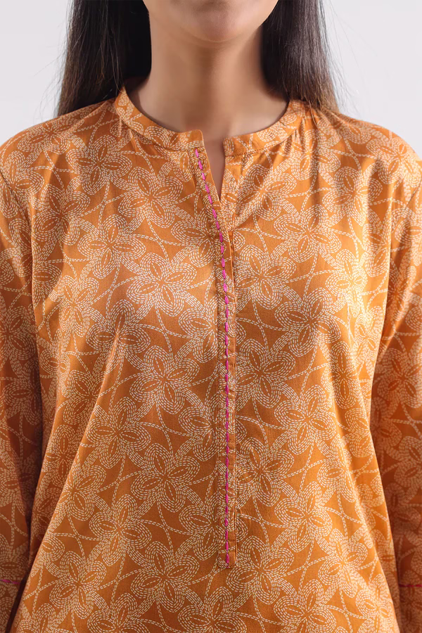 Annisafashion | Printed Lawn Stitched 2 Piece (Shirt/Trouser) | Mustard - Image 2