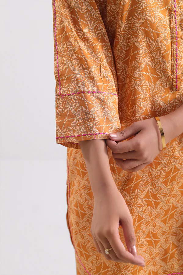Annisafashion | Printed Lawn Stitched 2 Piece (Shirt/Trouser) | Mustard - Image 3