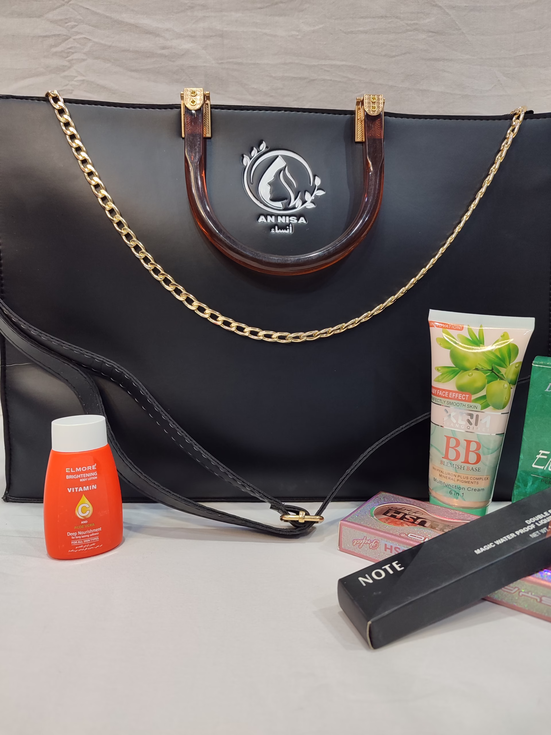 JASMINE by Annisafashion - Elegant Black Iris Structured Satchel Bag - Image 2