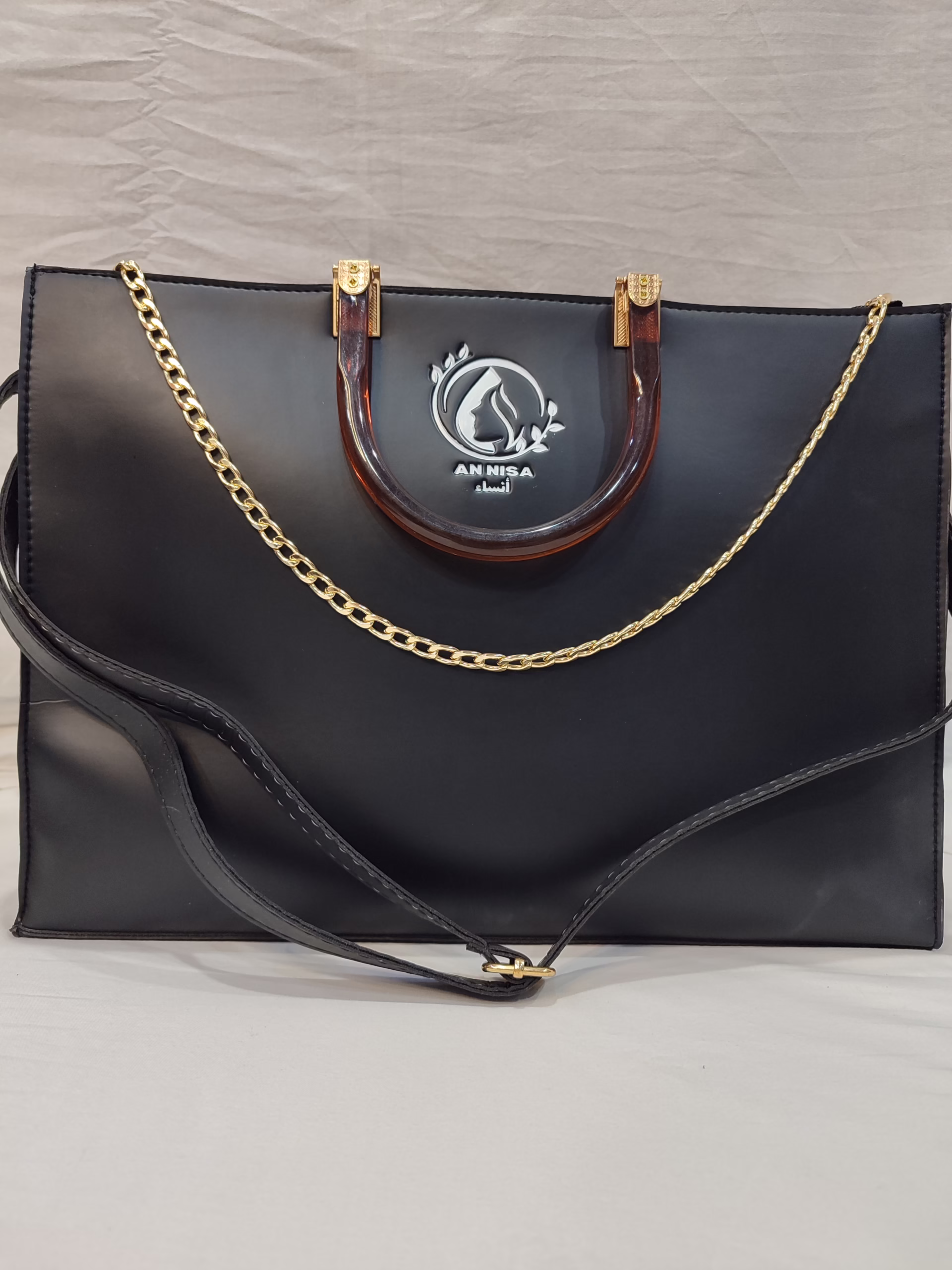JASMINE by Annisafashion - Elegant Black Iris Structured Satchel Bag