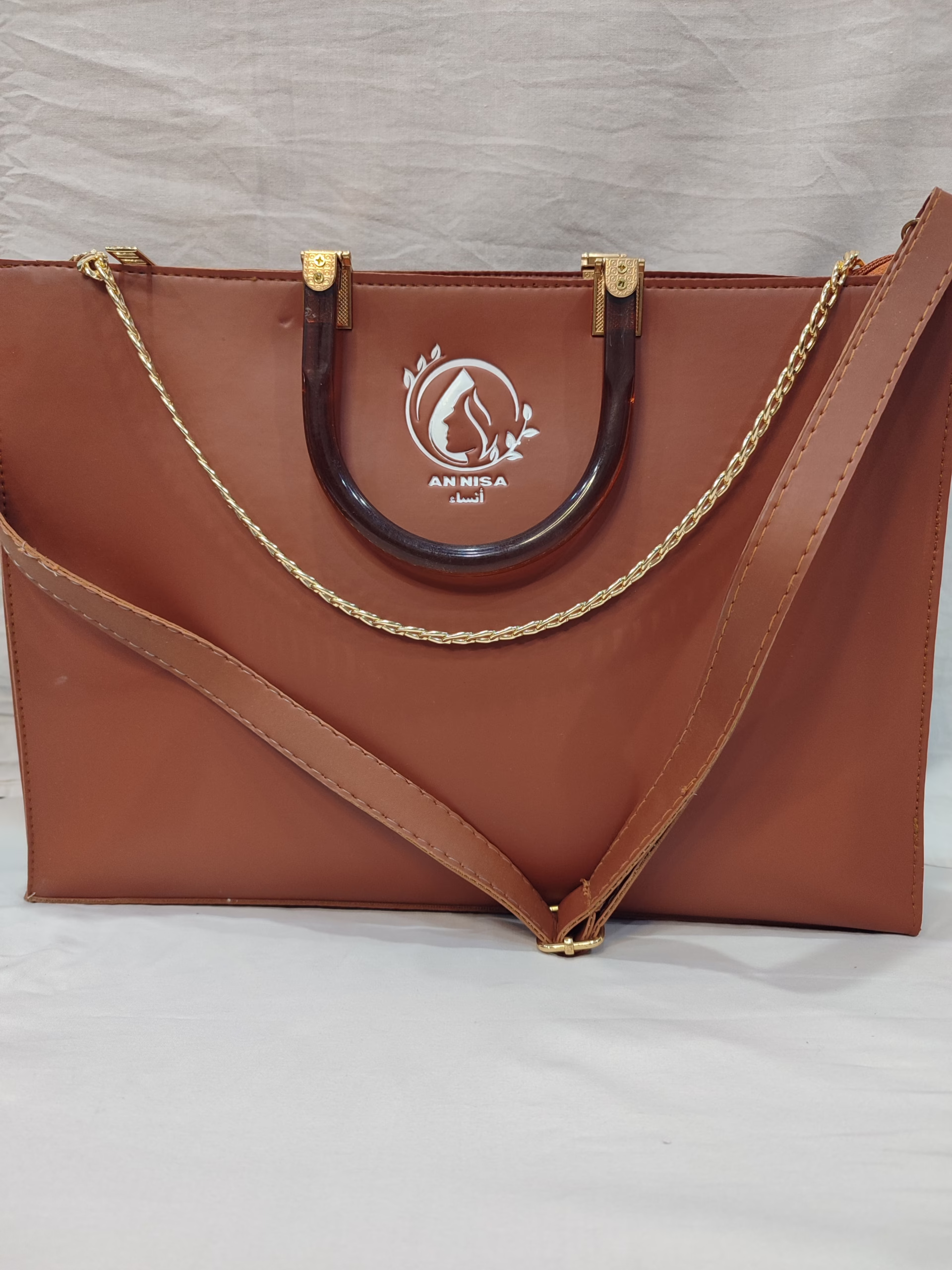 JASMINE by Annisafashion - Elegant Honey Ginger Structured Satchel Bag