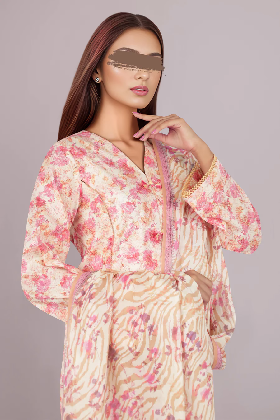 PINK Lawn Stitched Printed | Stylish 3-Piece PRET | Annisafashion - Image 2