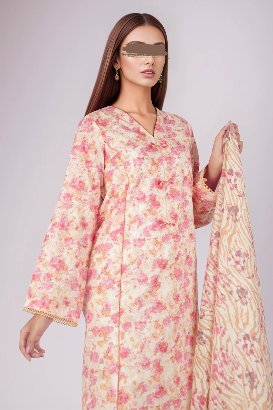 PINK Lawn Stitched Printed | Stylish 3-Piece PRET | Annisafashion - Image 3