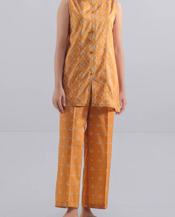 Unstitched Printed Lawn 2 Piece (Shirt/Trouser)| Mustard | Saya | Annisafashion