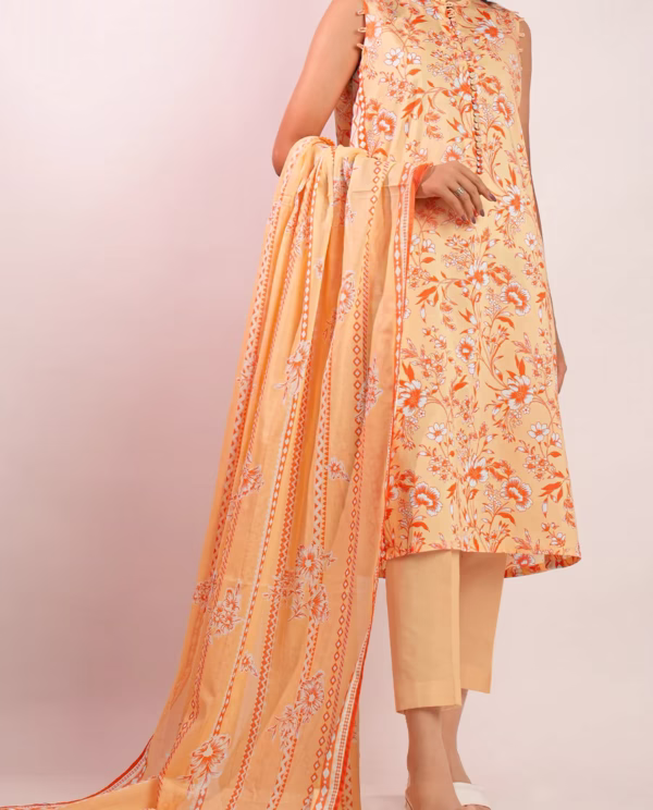 Unstitched 3-Piece Lawn Suit – Orange | Saya | Annisafashion