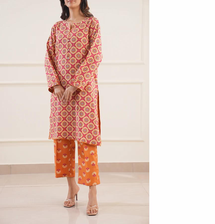 SAYA Printed Lawn Stitched 2 Piece (Shirt/Trouser) | Pink - Image 2