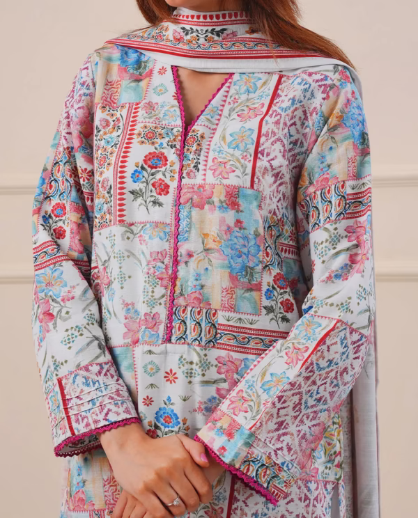 Printed Khaddar Stitched 3 Piece | IVORY | ANNISAFASHION