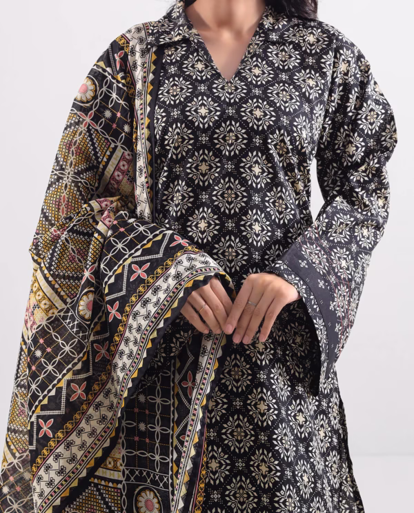Annisafashion | Printed Lawn Stitched 2 Piece (Shirt/Dupatta) | Black