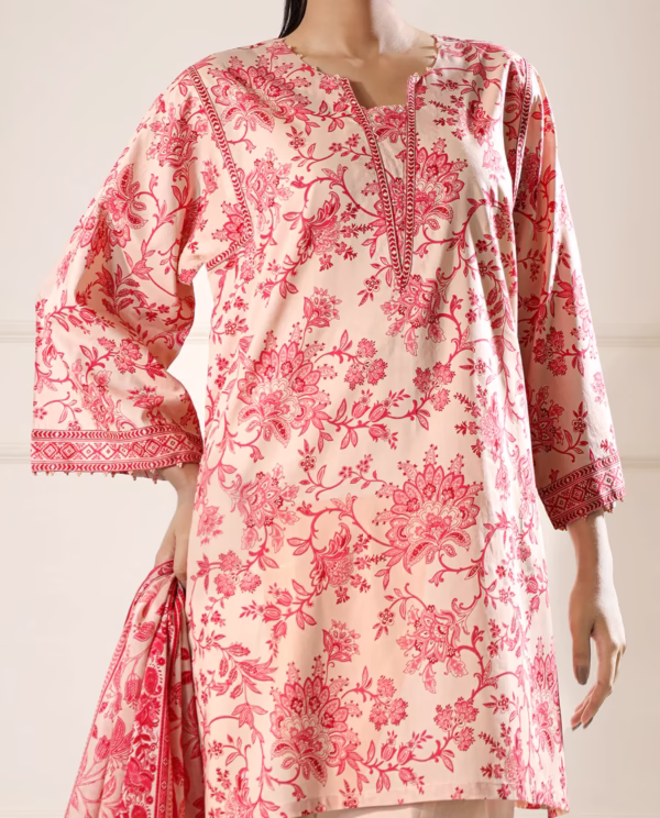 Unstitched 3-Piece Lawn Suit – Light Peach | Saya | Annisafashion