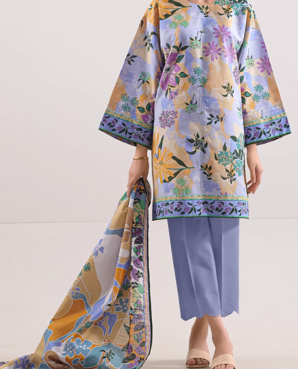 Printed Cotton Khaddar Unstitched 3 Piece | Blue |  Saya | Annisafashion