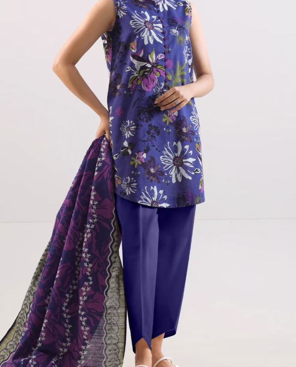 Printed Cotton Khaddar Unstitched 3 Piece | Blue | Saya | Annisafashion