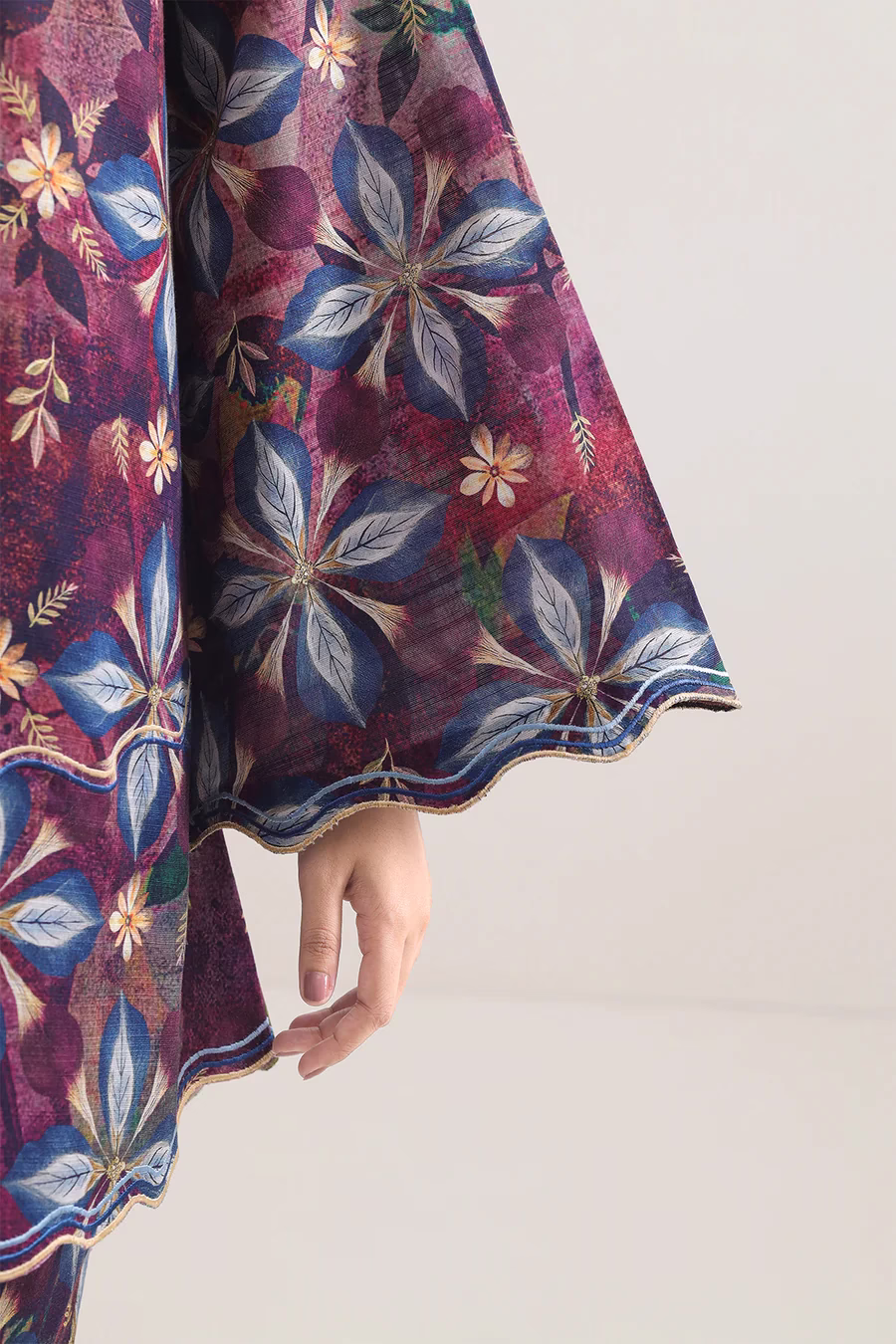 Premium Printed Cotton Khaddar Unstitched 2 Piece | Plum | Saya | Annisafashion - Image 5