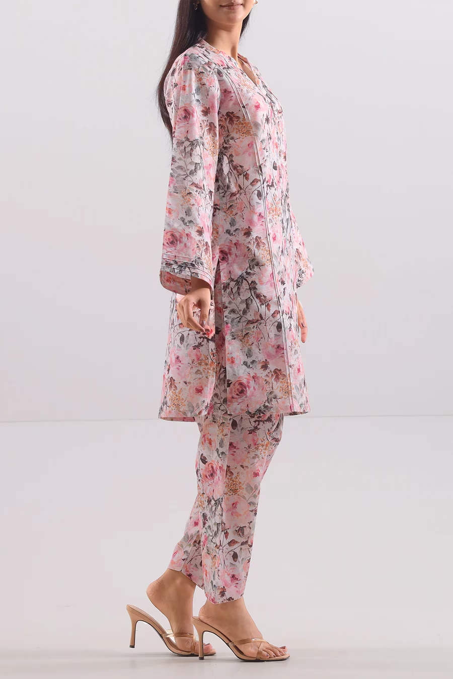 Premium Printed Cotton Khaddar Unstitched 2 Piece | Baby Pink | Saya | Annisafashion - Image 5