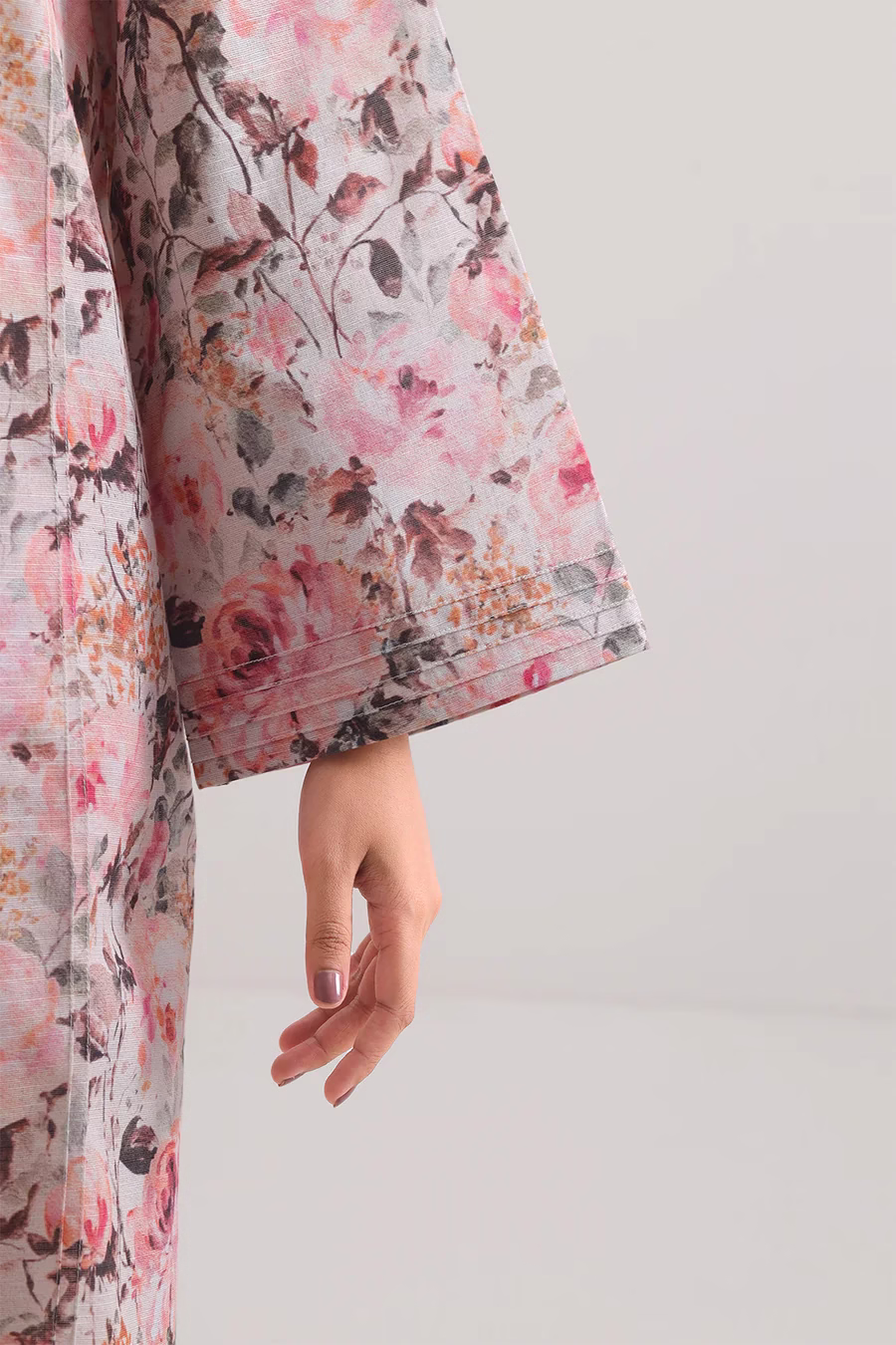 Premium Printed Cotton Khaddar Unstitched 2 Piece | Baby Pink | Saya | Annisafashion - Image 3