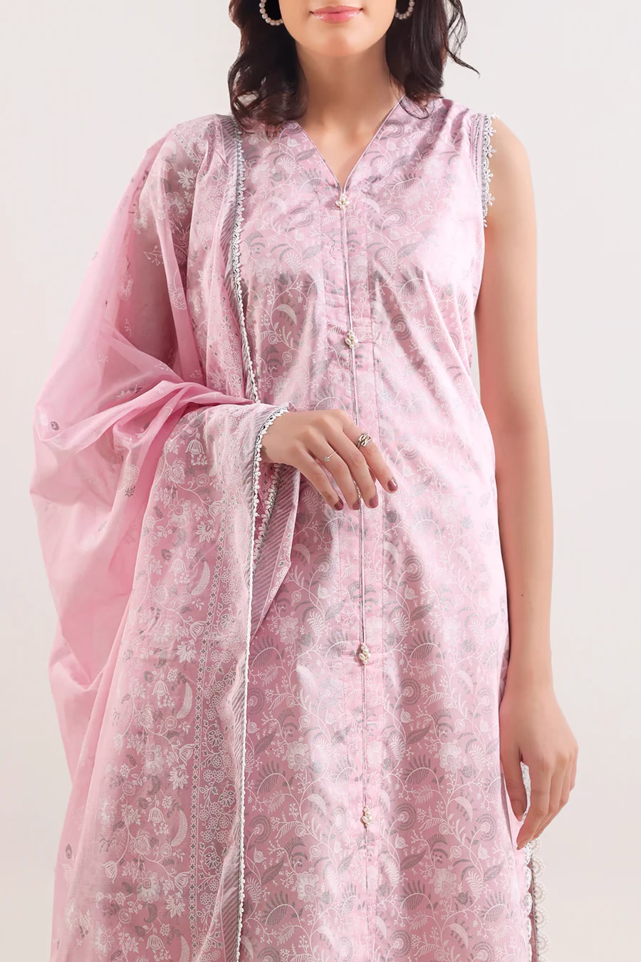 Unstitched 3-Piece Lawn Suit – Pink | Saya | Annisafashion