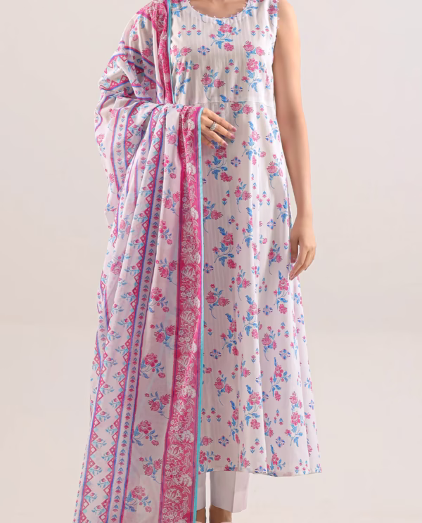 Unstitched 3-Piece Lawn Suit – Ivory | Saya | Annisafashion