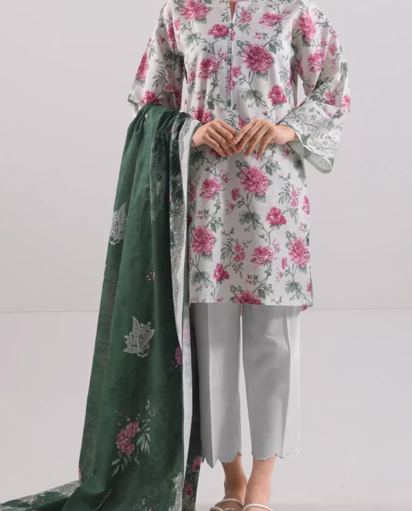 Unstitched 3-Piece Lawn Suit – Ivory | Saya | Annisafashion