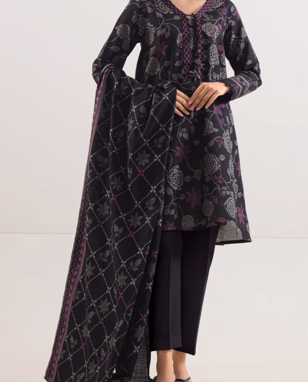 Unstitched 3-Piece Lawn Suit – Black | Saya | Annisafashion